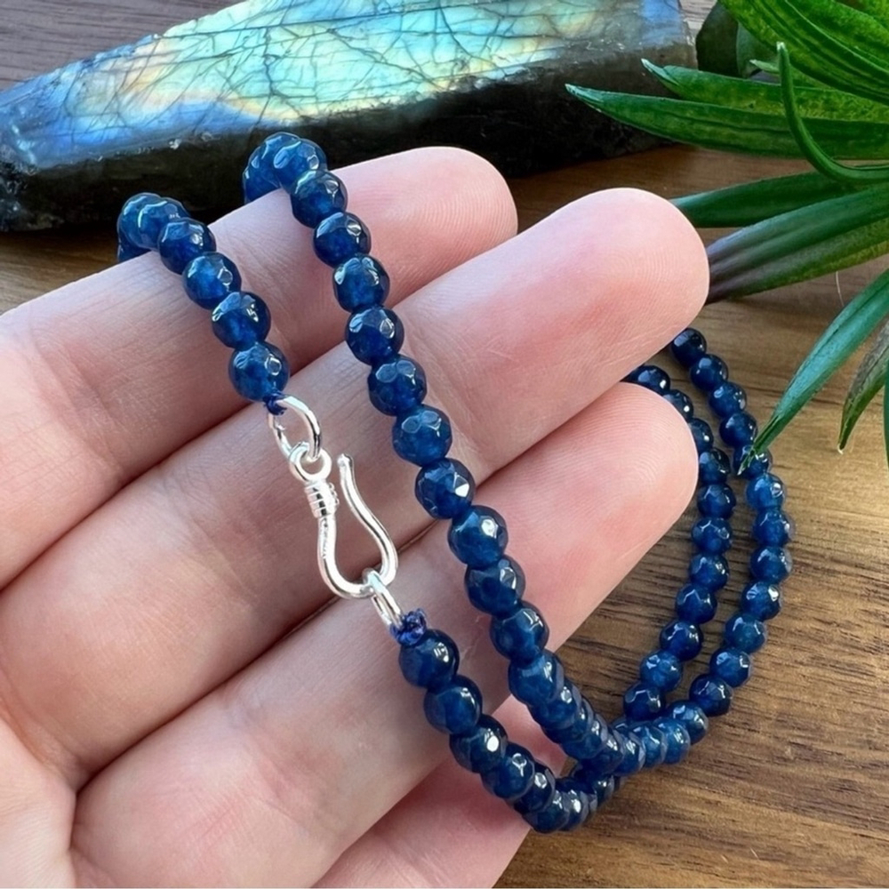 Blue Kyanite Bead Necklace 18” Chain Handmade New Boho Southwestern Style New